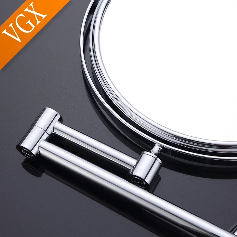 Miroir grossissant x3 double face — bras extensible mural doré (vue 6) - Nesty
