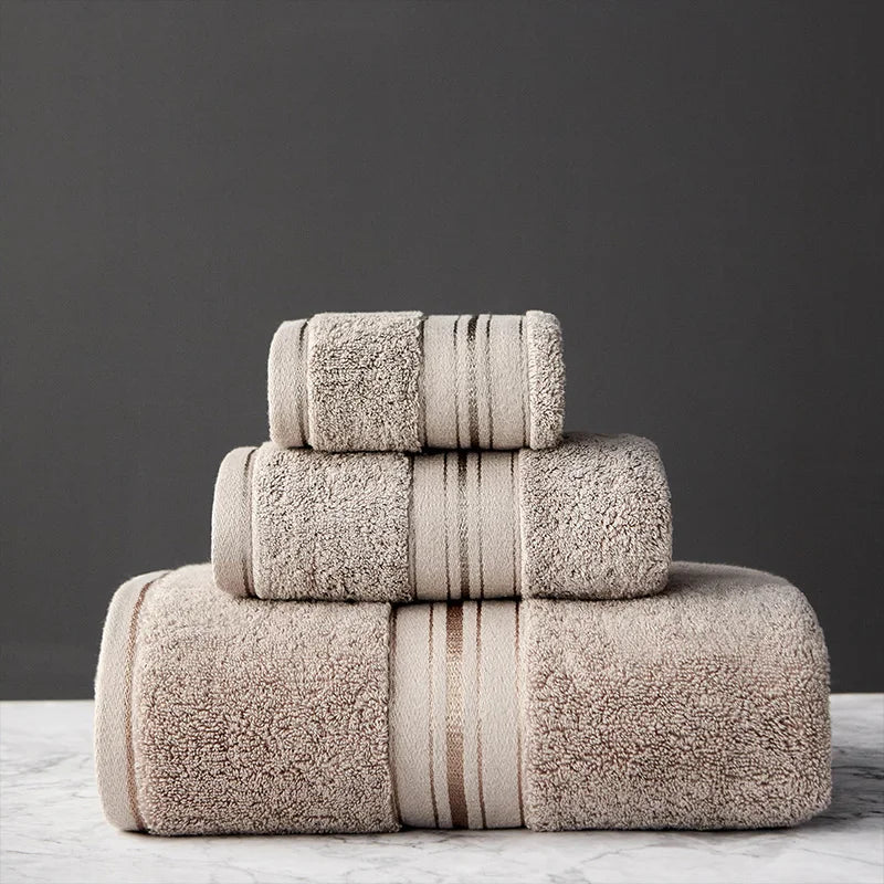 Set de serviettes en coton égyptien — bain et visage, à rayures - Nesty (vue 20)