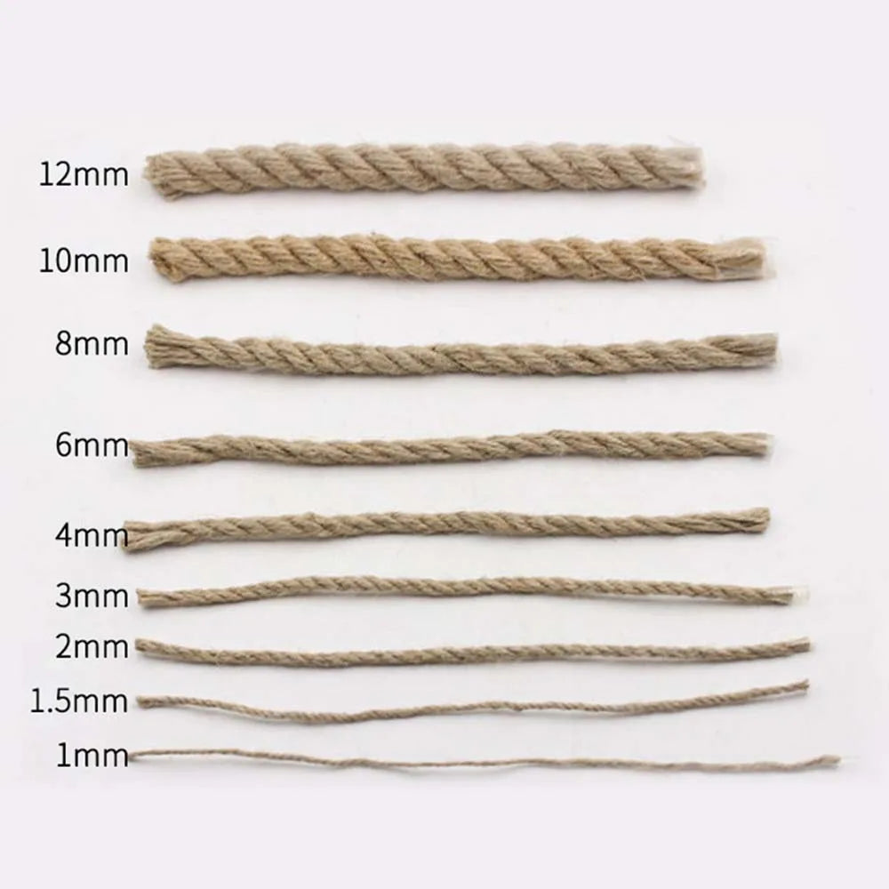 Ficelle de jute naturelle Nesty - Fiche des épaisseurs disponibles, 1 à 12 mm