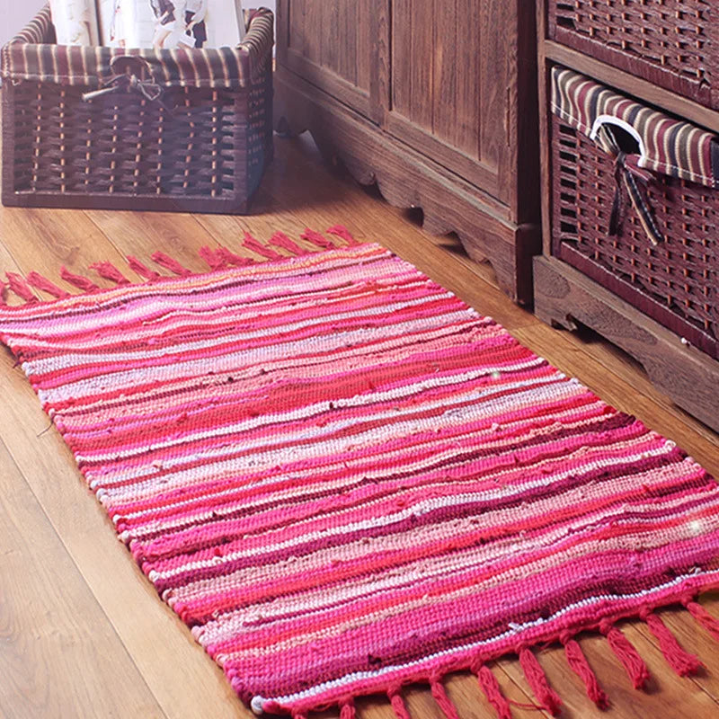 Tapis en chiffons tressés — franges bohème - Nesty (vue 9)