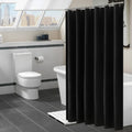 Rideau de douche noir grand format en tissu, livré avec 12 crochets - Nesty (vue 1)