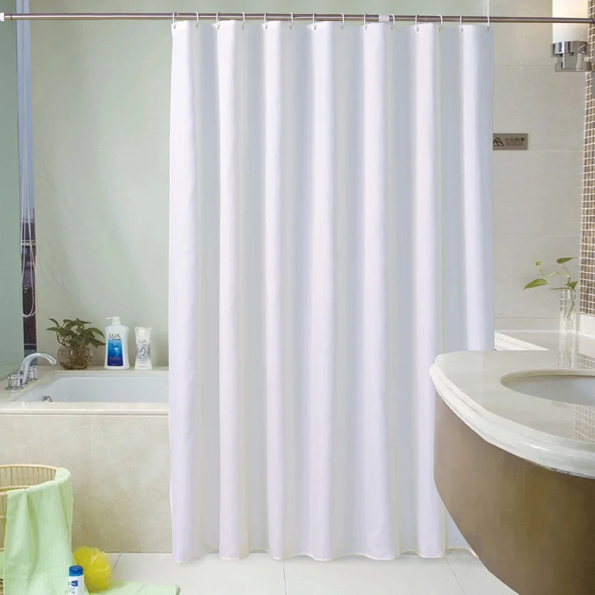 Rideau de douche blanc épais imperméable, grand format avec 12 crochets - Nesty (vue 1)
