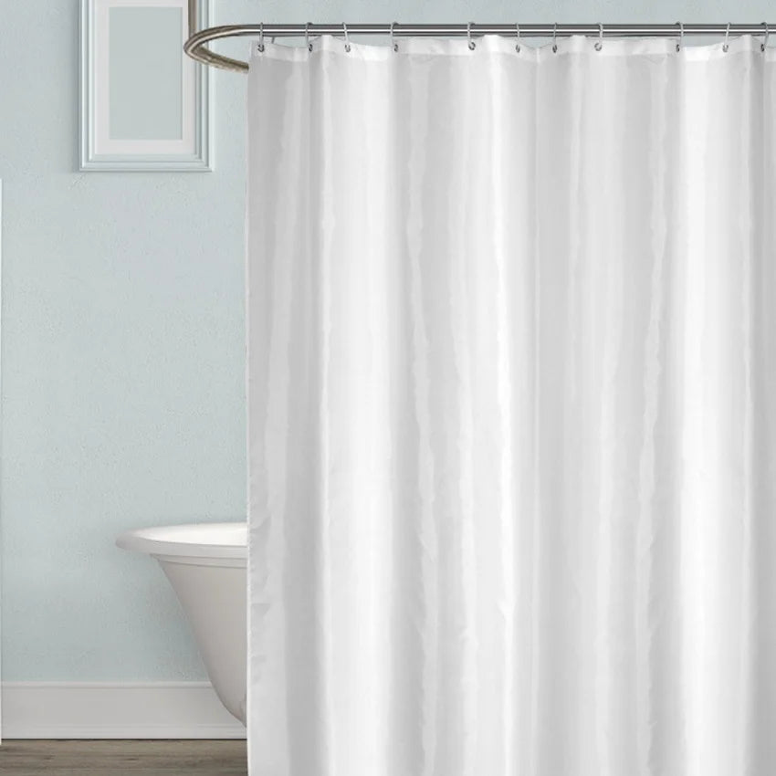Rideau de douche blanc épais imperméable, grand format avec 12 crochets - Nesty (vue 5)