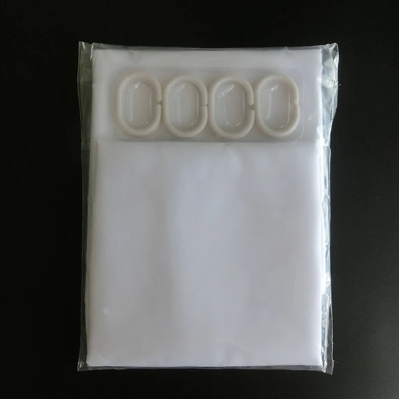 Rideau de douche blanc épais, grand format avec crochets (vue 6) - Nesty