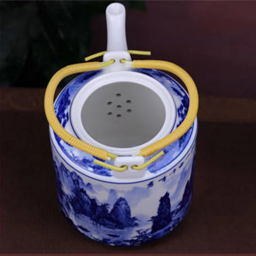 Théière en porcelaine bleu et blanc, grande capacité 2L (vue 6) - Nesty