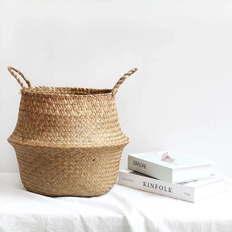 Corbeille tressée pliable en osier, cache-pot et rangement - Nesty (vue 6)