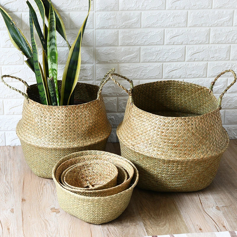 Corbeille tressée pliable en osier, cache-pot et rangement - Nesty (vue 1)