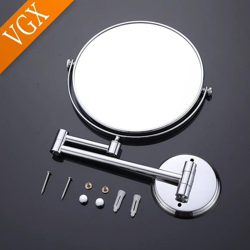 Miroir grossissant x3 double face — bras extensible mural doré (vue 5) - Nesty