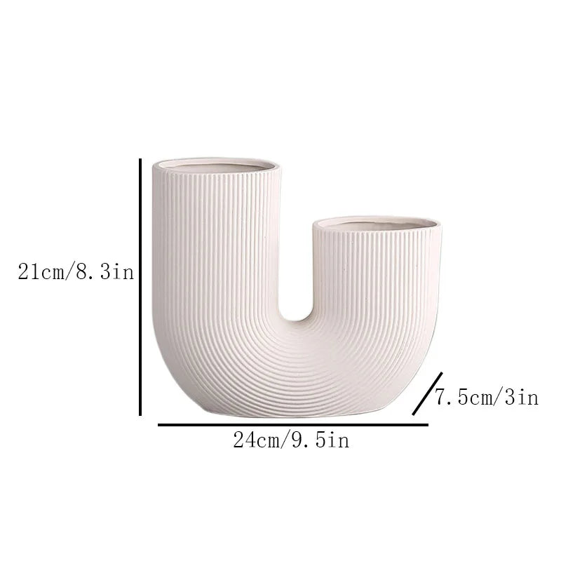 Vase céramique forme U, style nordique épuré (vue 9) - Nesty