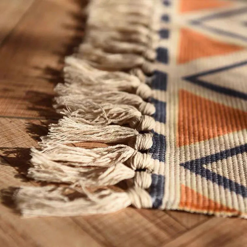 Tapis vintage à carreaux — coton, esprit bohème (vue 5) - Nesty