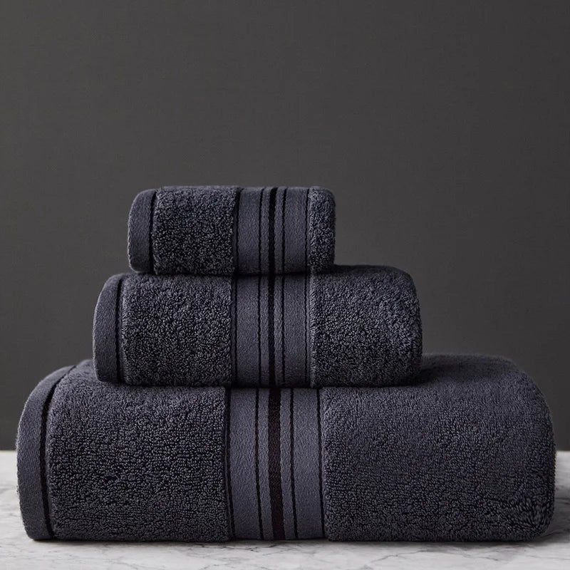 Set de serviettes en coton égyptien — bain et visage, à rayures - Nesty (vue 9)