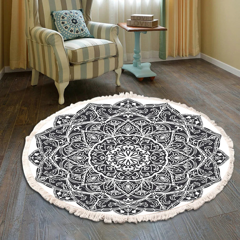 Tapis rond bohème à franges — tissé main - Nesty (vue 22)