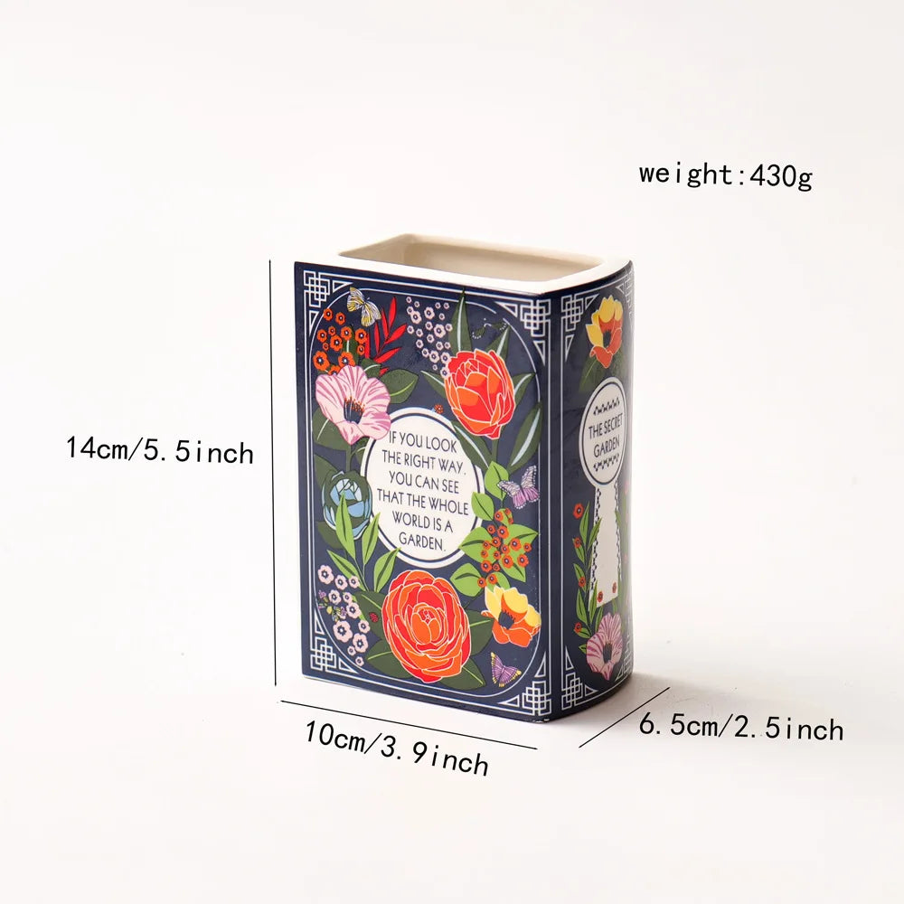 Vase en céramique en forme de livre — décoration pour bibliothèque (vue 7) - Nesty