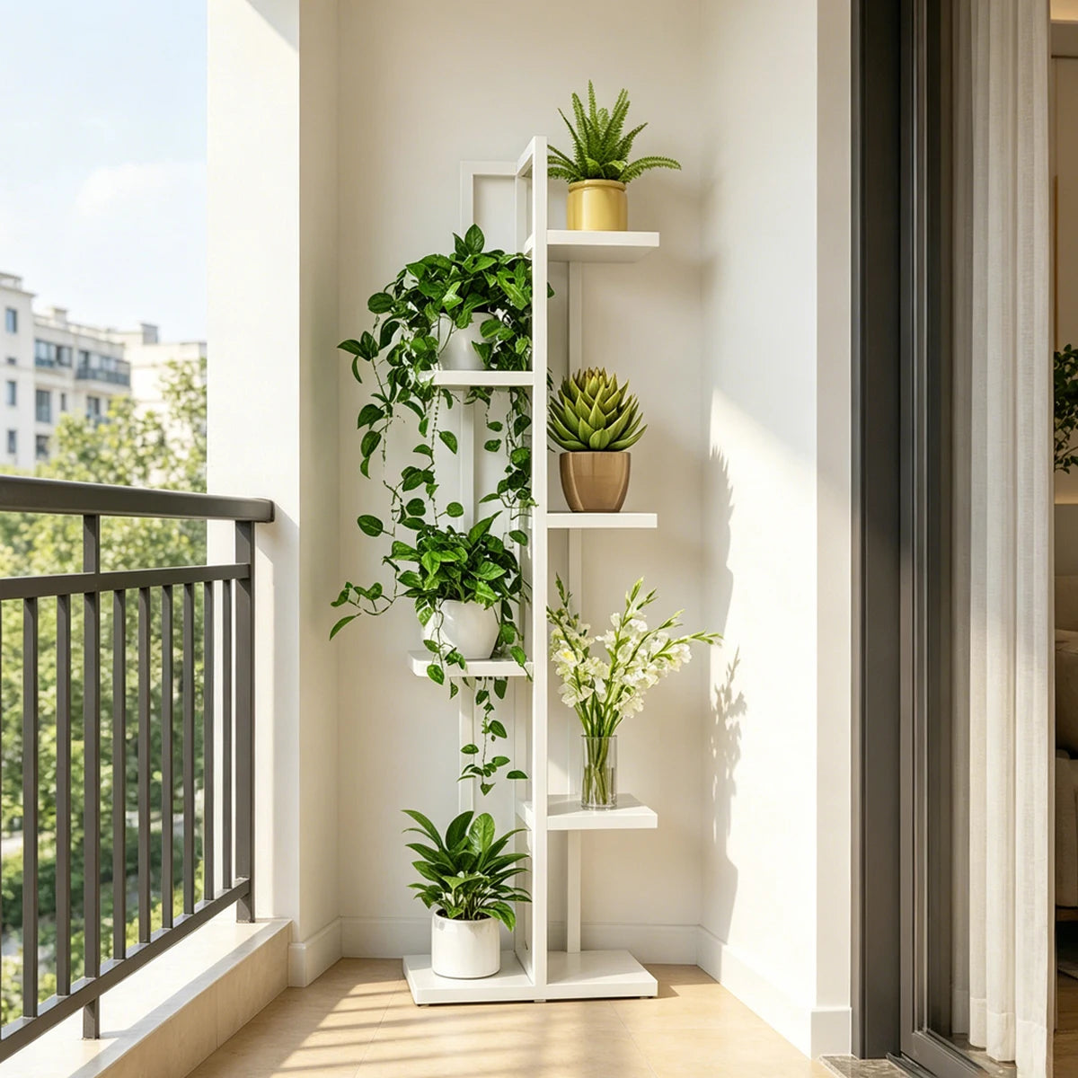 Étagère à plantes en bois — 6 niveaux (vue 7) - Nesty