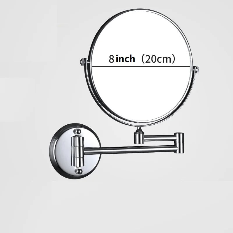 Miroir grossissant chromé Nesty - Vue de face avec indication du diamètre 8 pouces (20 cm)