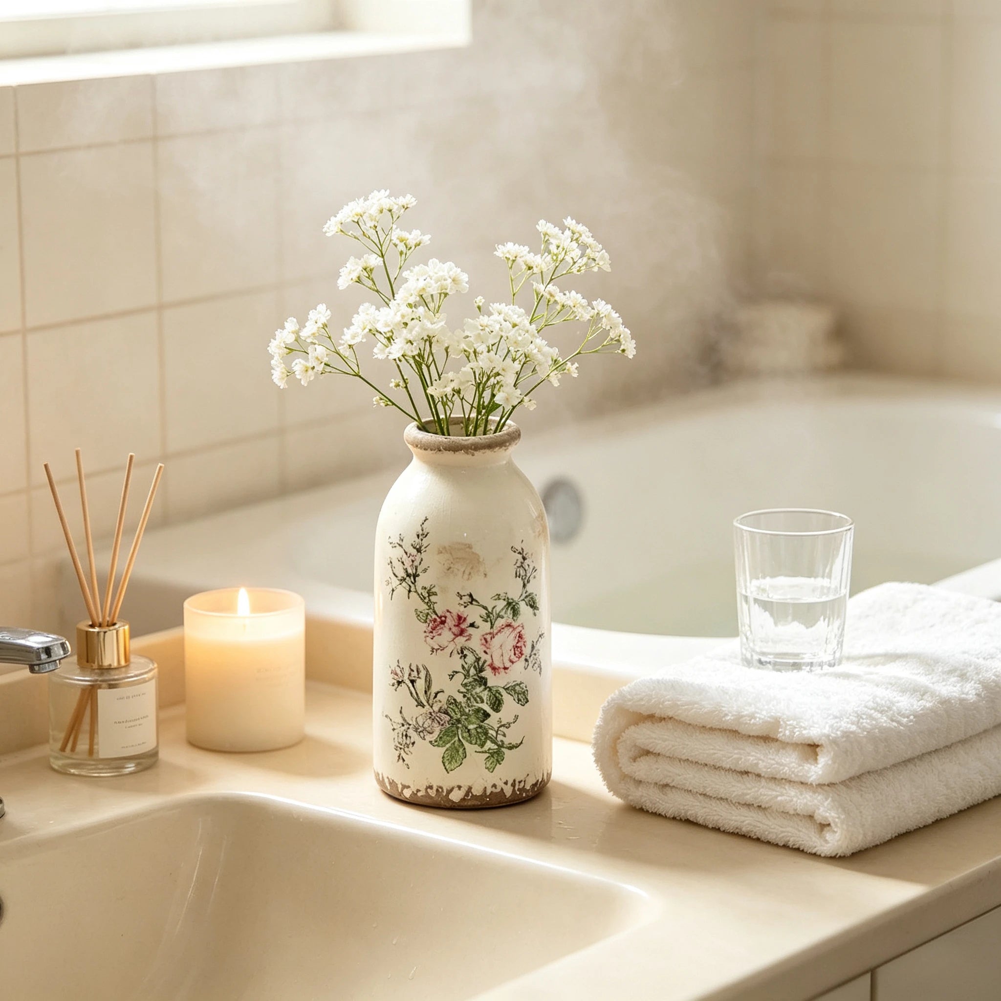 Vase bouteille de lait en céramique craquelée blanche - Nesty (vue 2)