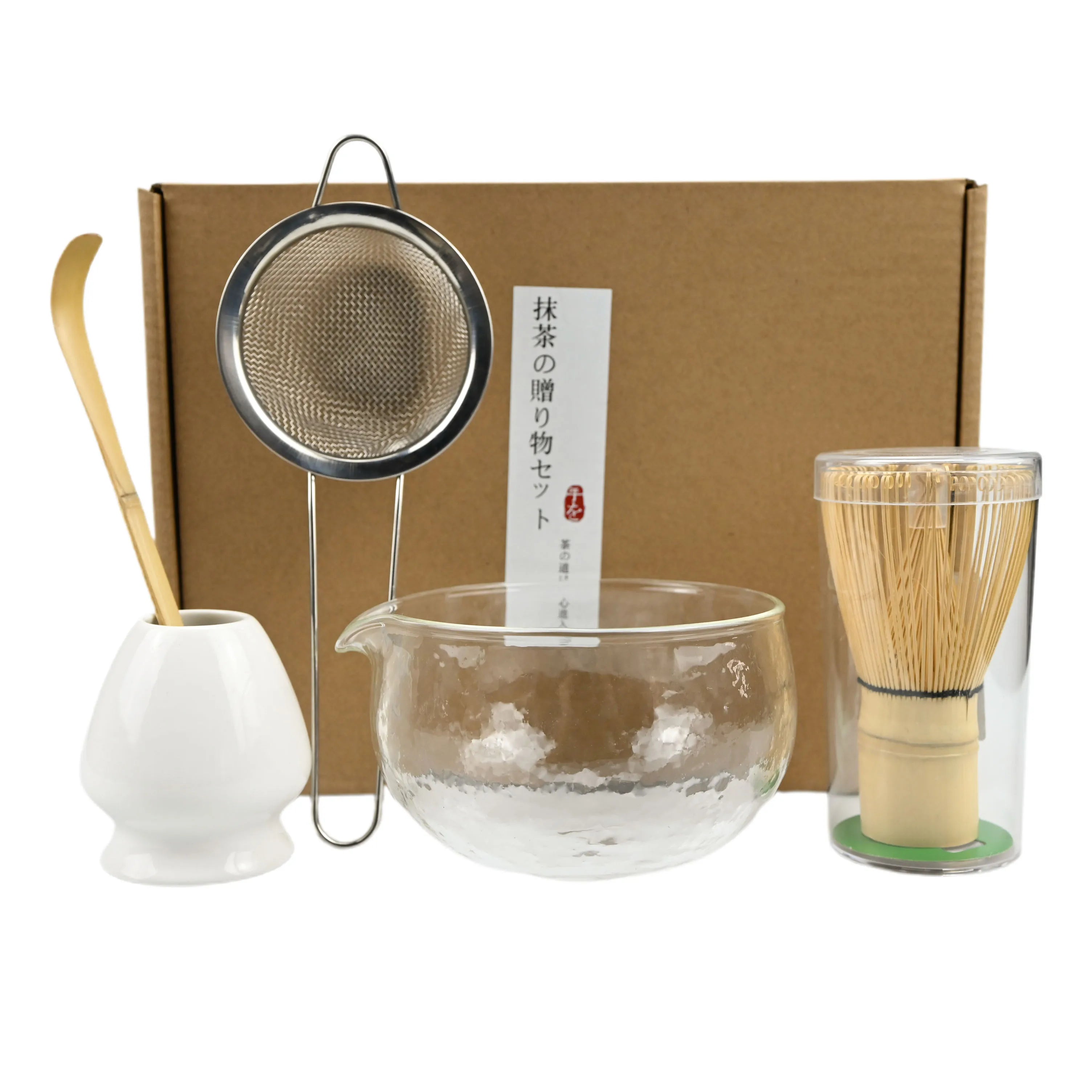 Set matcha en porcelaine, bol, fouet, cuillère et tamis - Nesty (vue 6)