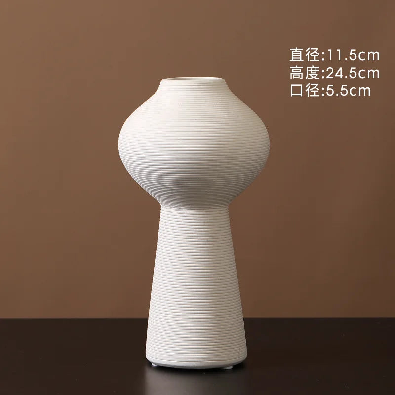 Vase céramique blanc épuré, motif végétal - Nesty (vue 8)
