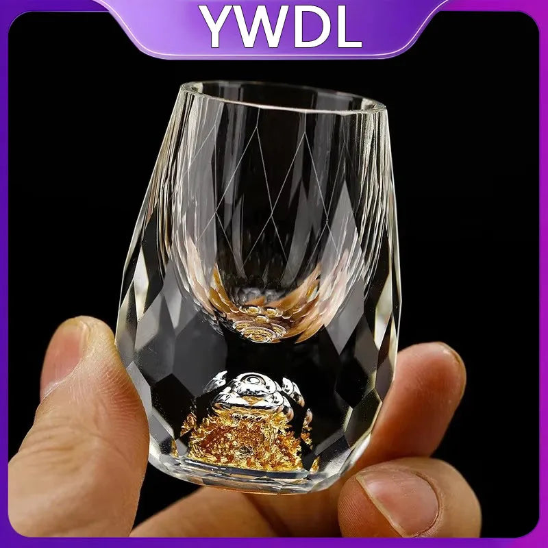 Set de verres à liqueur en verre taillé et liseré doré - Nesty (vue 1)