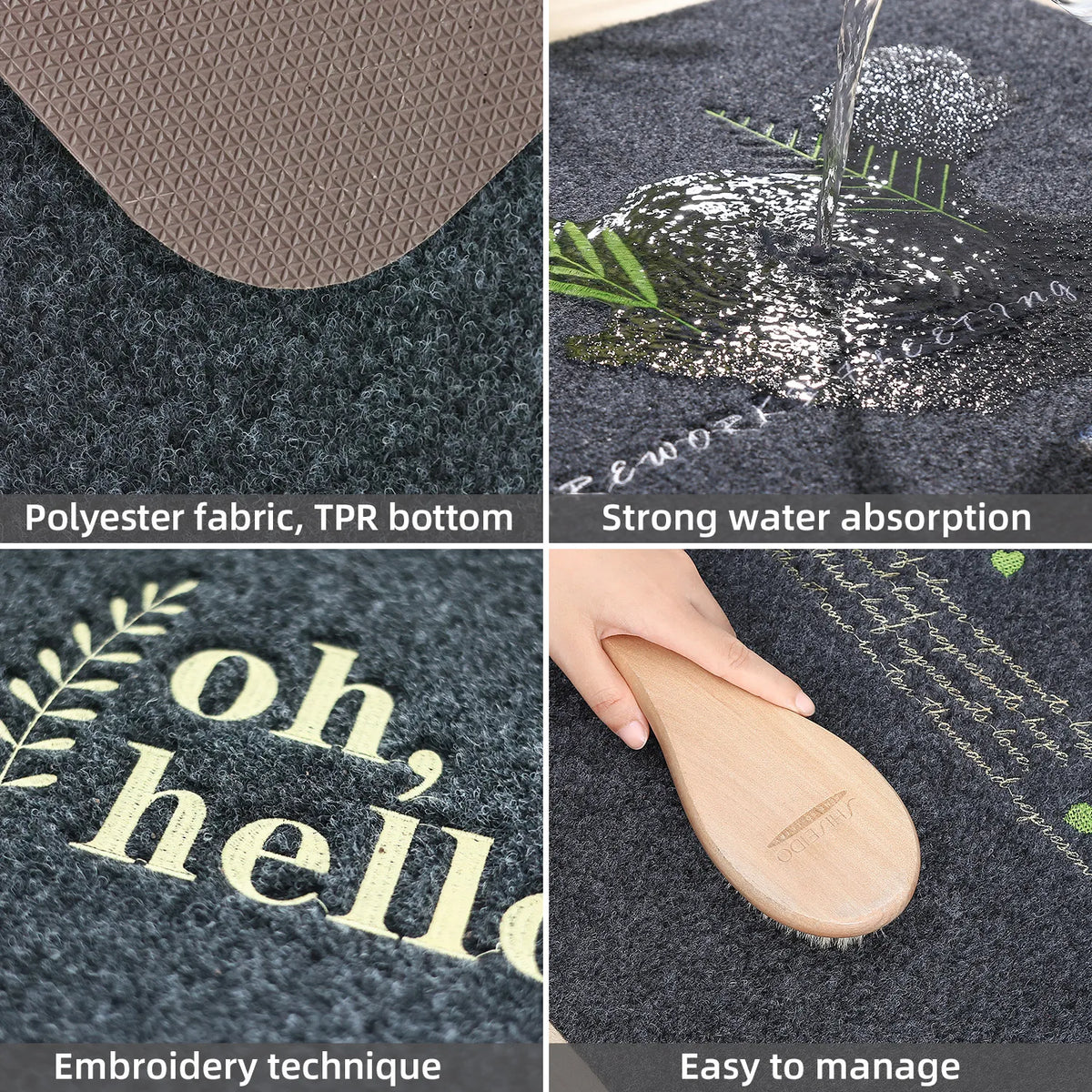 Tapis absorbant brodé minimaliste pour salle de bain, lavable en machine - Nesty (vue 5)
