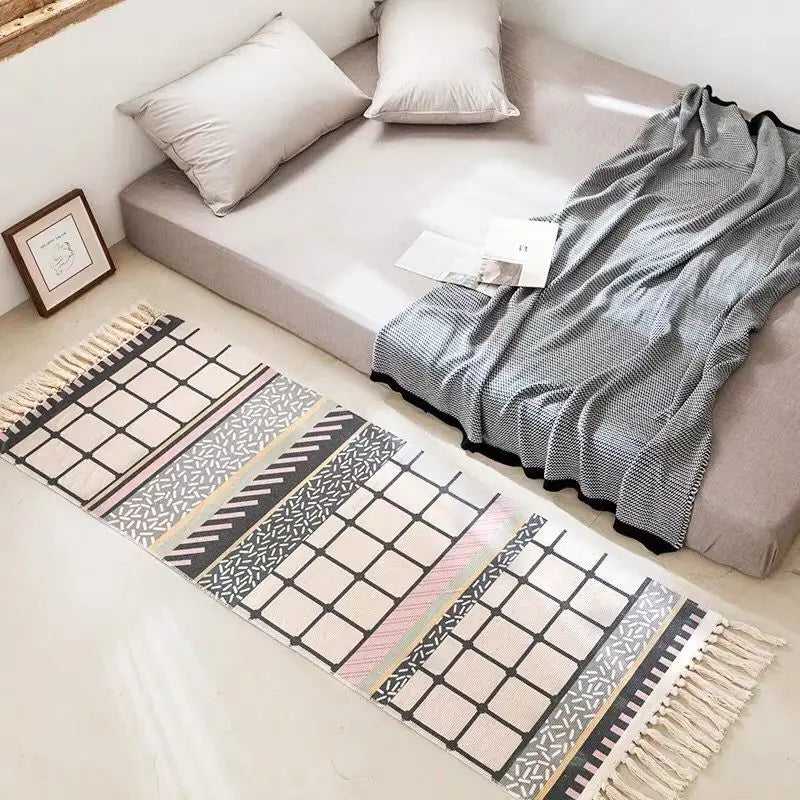 Tapis en coton et lin tissé main — motif berbère (vue 10) - Nesty