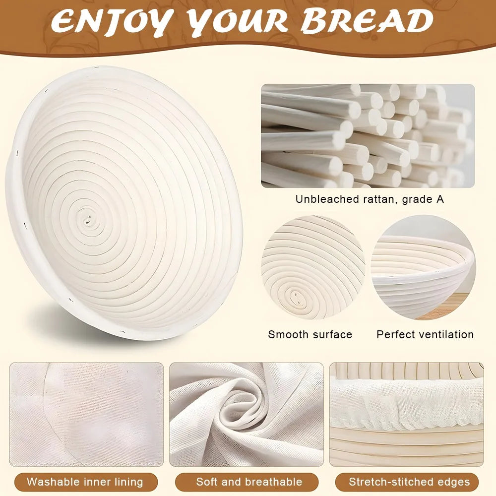Banneton rond en rotin naturel 23 cm, panier à pain pour levain (vue 7) - Nesty