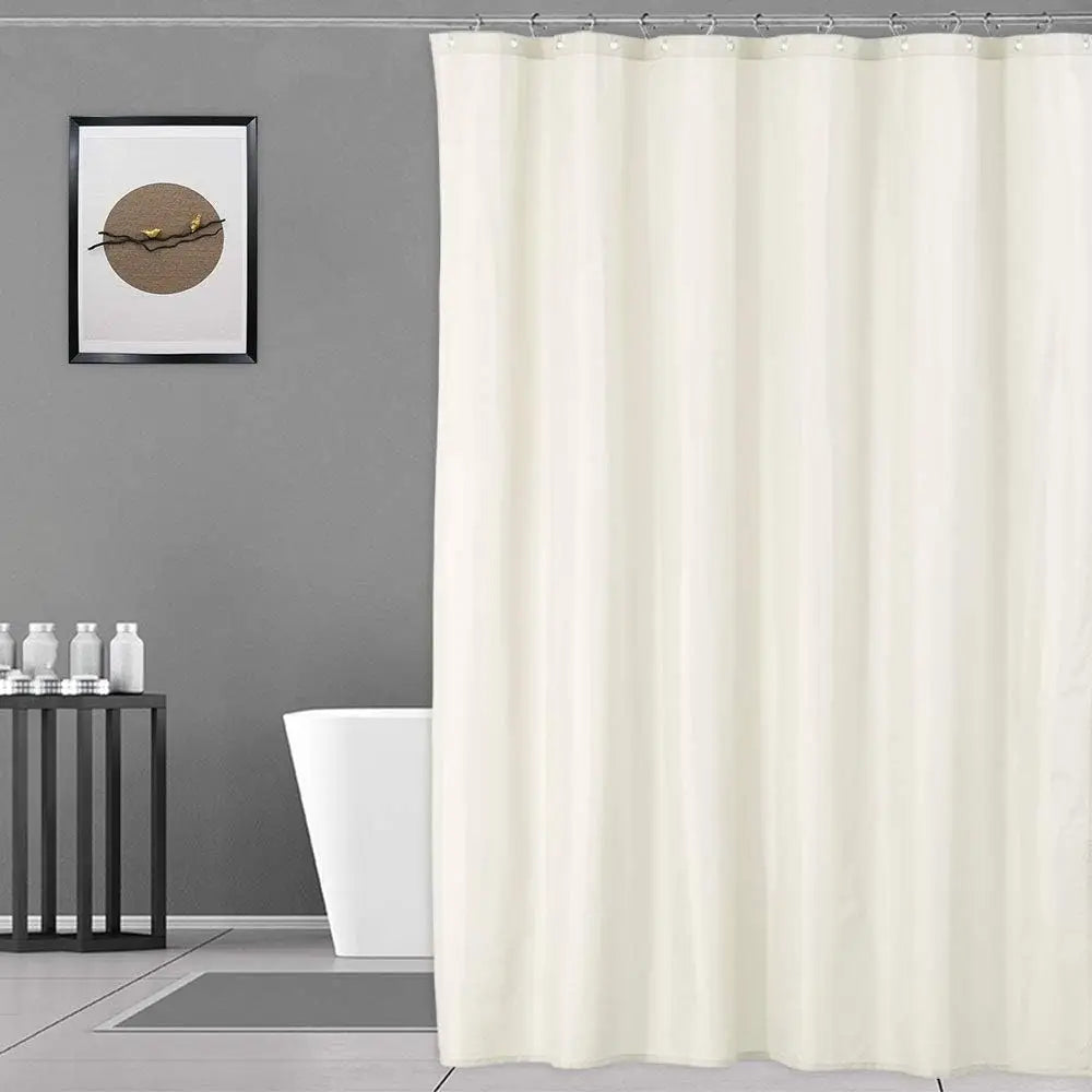 Rideau de douche ivoire en tissu imperméable, format extra long - Nesty (vue 2)