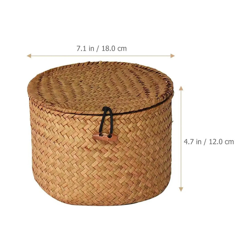 Boîte de rangement ronde en jonc de mer avec couvercle - Nesty (vue 3)