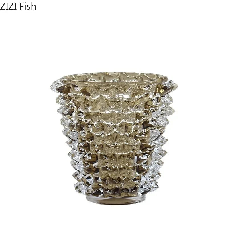 Vase en verre froissé transparent (vue 6) - Nesty