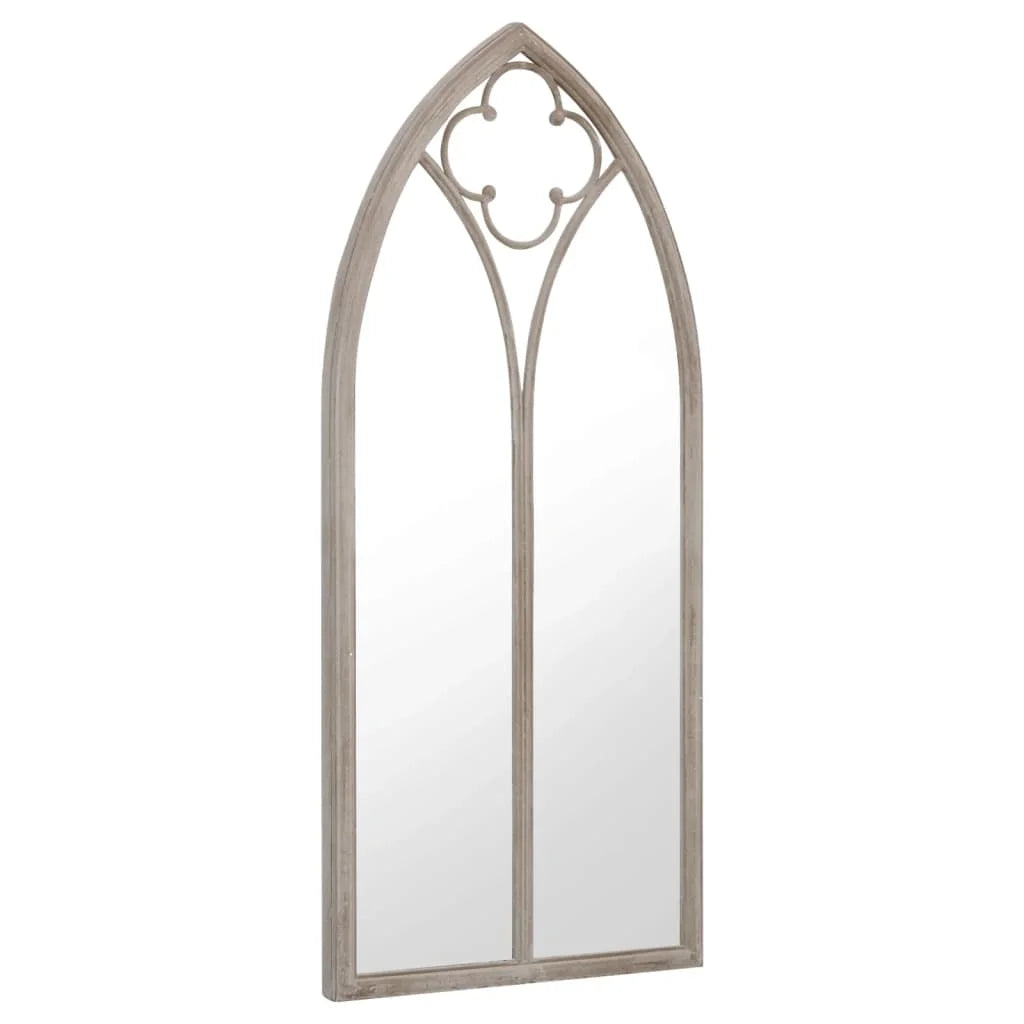 Miroir mural en fer finition sable Nesty - Vue de trois quarts sur fond blanc, cadre en fer finition sable