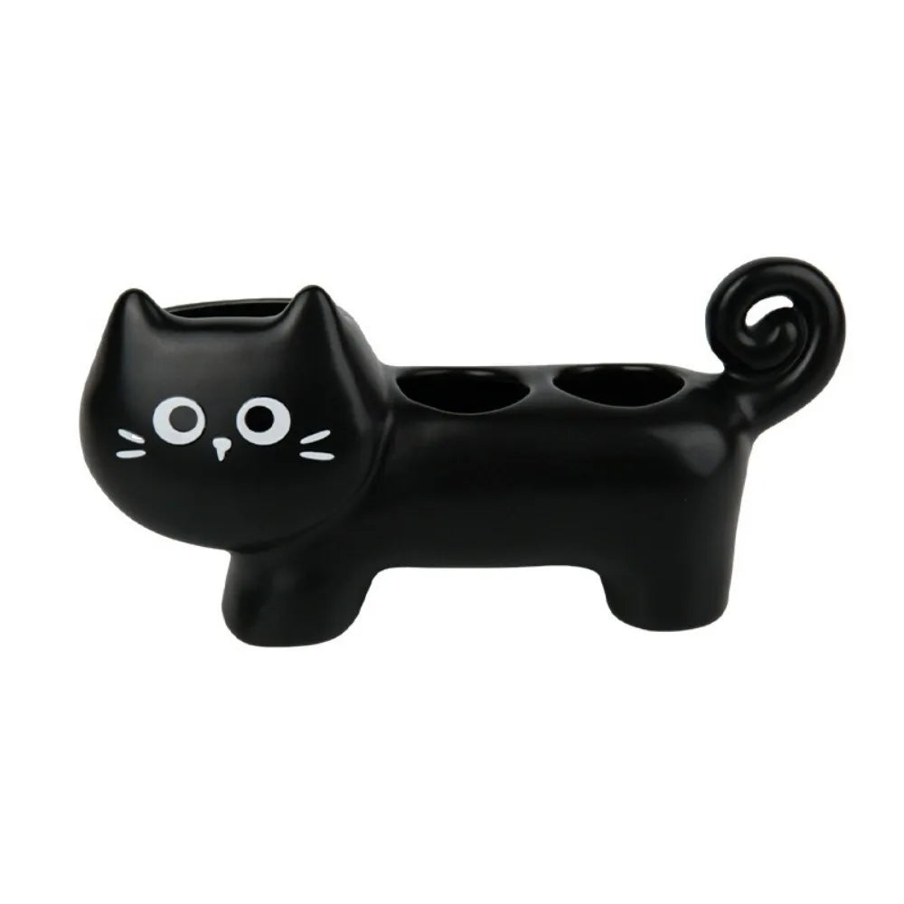 Ceramic Cartoon Cat Toothbrush Base Waterproof Cute Electric Toothbrush Holder Decorative 3 Holes Electric Toothbrush Stand - Nesty (vue 7)