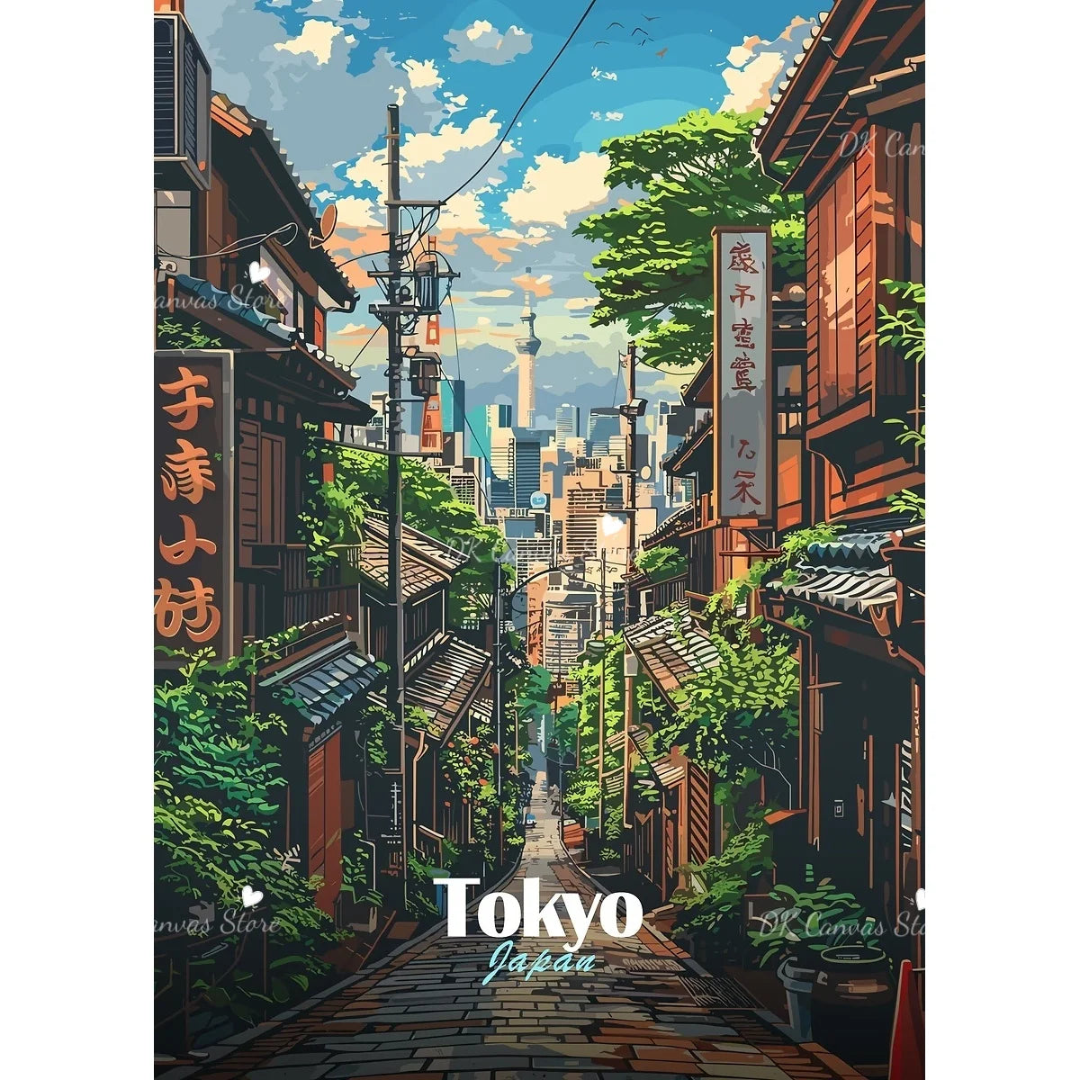 Toile murale illustrée — scène japonaise vintage - Nesty (vue 5)