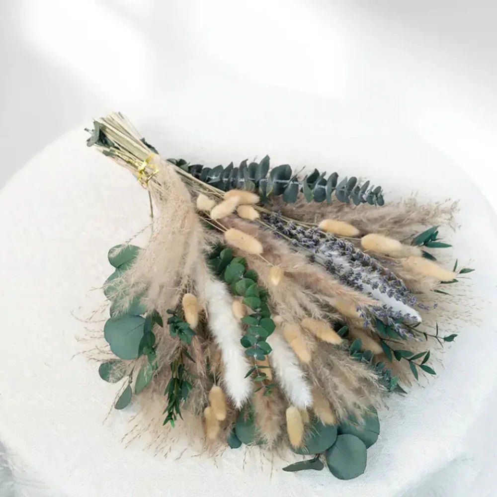 Bouquet de fleurs séchées naturelles, gypsophile lavande et eucalyptus (vue 9) - Nesty