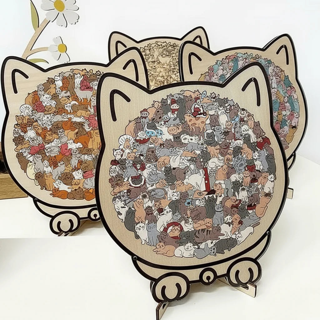 Puzzle en bois 135 pièces Nesty - Puzzle assemblé avec pièces éparpillées autour