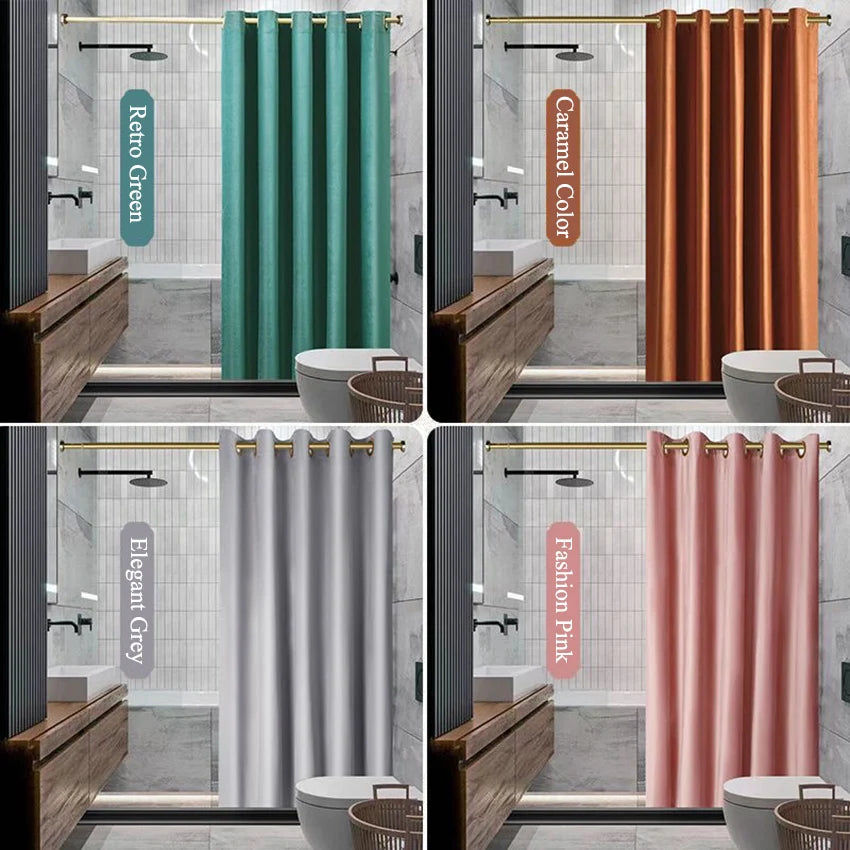 Rideau de douche en velours avec anneaux dorés, double épaisseur imperméable - Nesty (vue 2)
