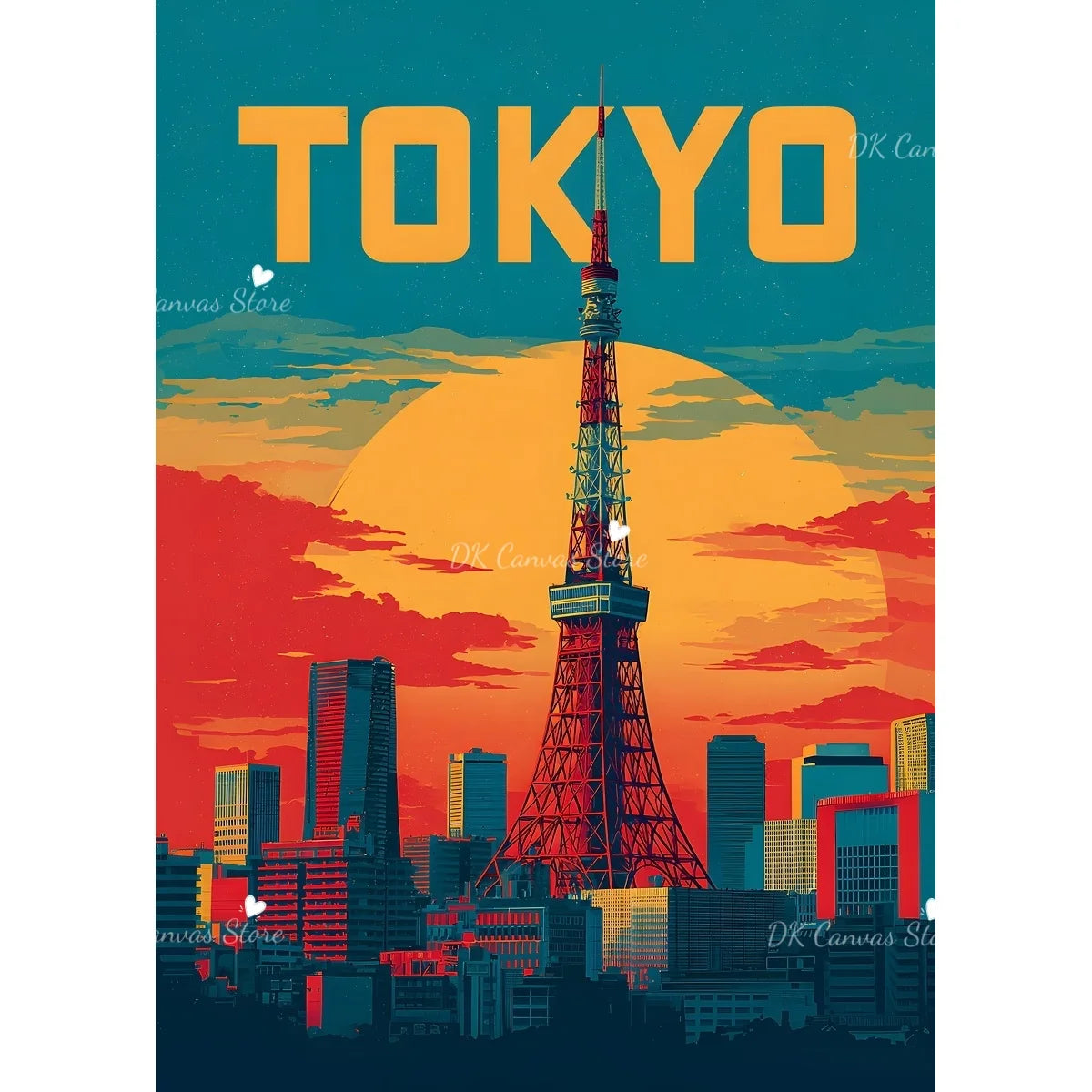 Toile murale illustrée Nesty - Scène japonaise vintage (vue 14)