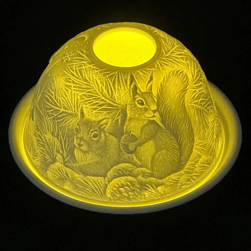 Photophore dôme en porcelaine fine, veilleuse translucide (vue 10) - Nesty