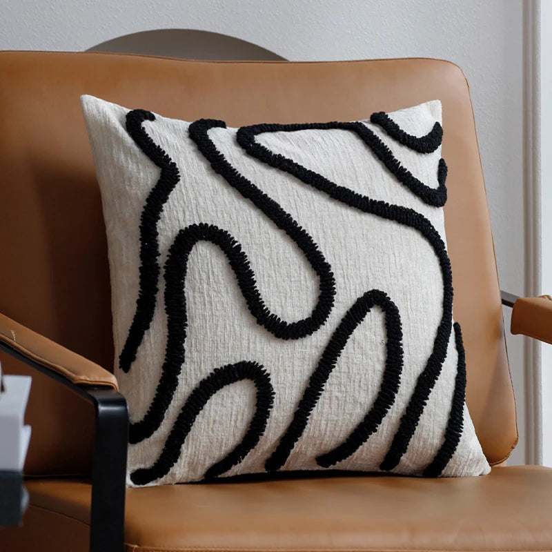 Housse de coussin en chénille tuftée Nesty - Lignes simples (vue 6)
