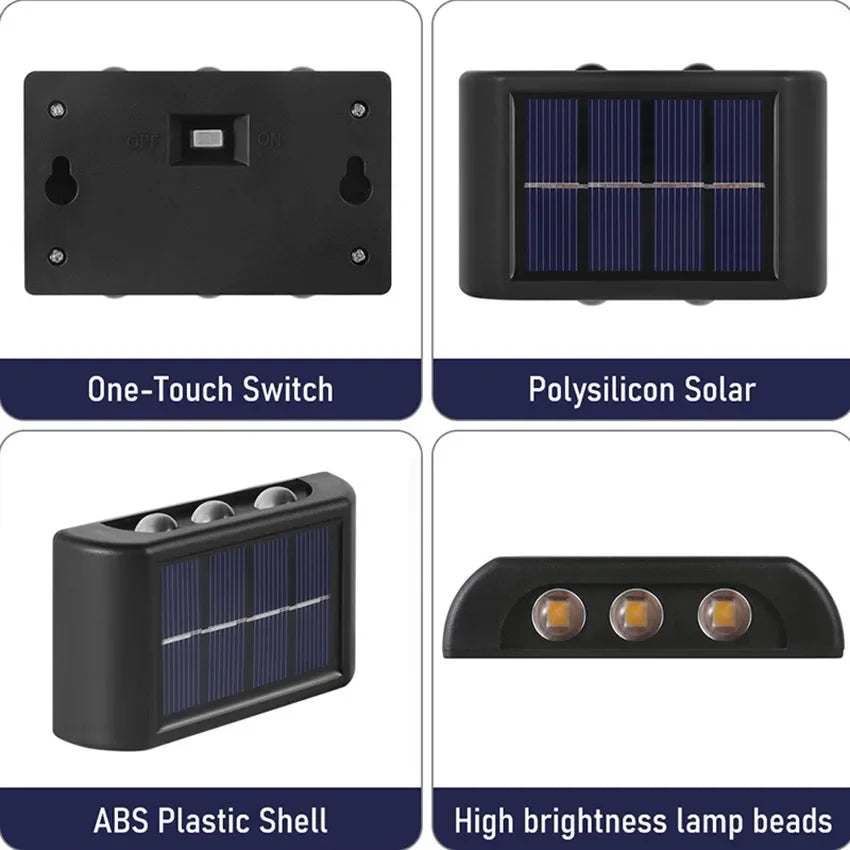 Applique solaire d'extérieur Nesty - Détails du panneau solaire et de l'interrupteur