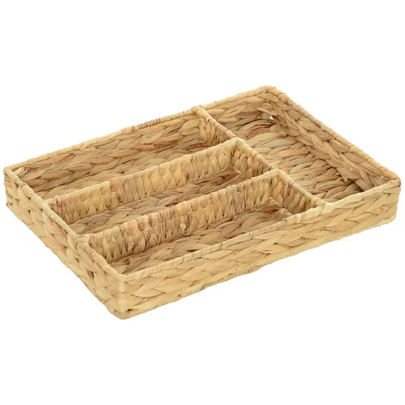 Panier de rangement 4 compartiments en jacinthe d'eau tressée (vue 6) - Nesty