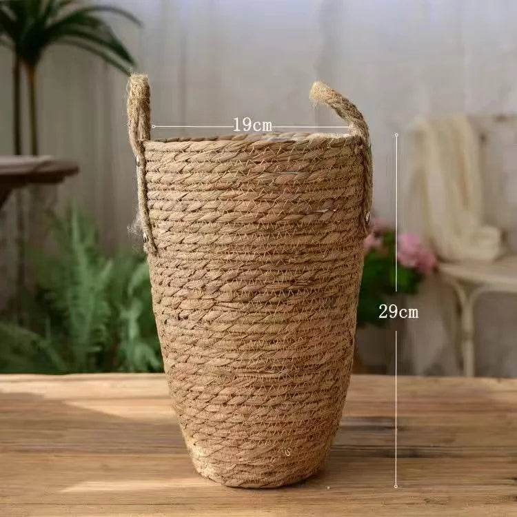 Pot de fleurs tressé en jute avec anses, cache-pot décoratif - Nesty (vue 8)