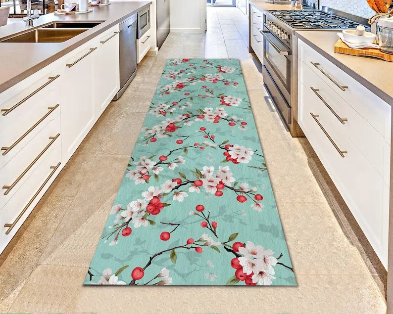 Tapis de couloir sakura Nesty - Descente de lit japandi rose pastel (vue 9)