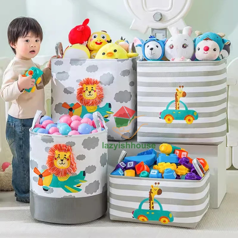 Panier de rangement pliable en lin avec poignées - Nesty (vue 1)