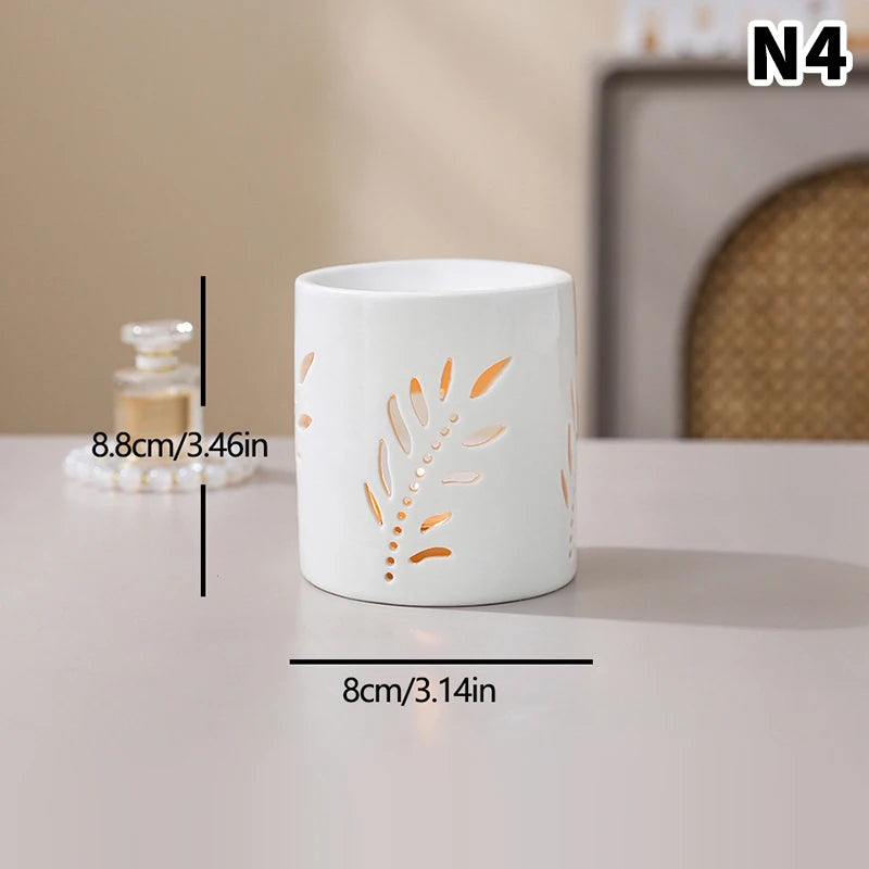 Brûle-parfum en céramique ajourée, chauffe-bougie (vue 8) - Nesty