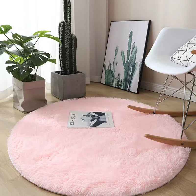 Tapis rond moelleux blanc Nesty - Pour chambre et salon (vue 7)