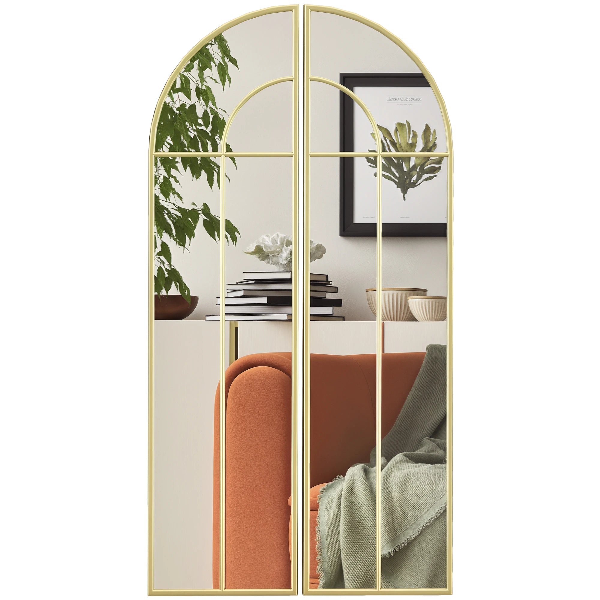 Duo de miroirs cintrés dorés — grand format - Nesty (vue 1)