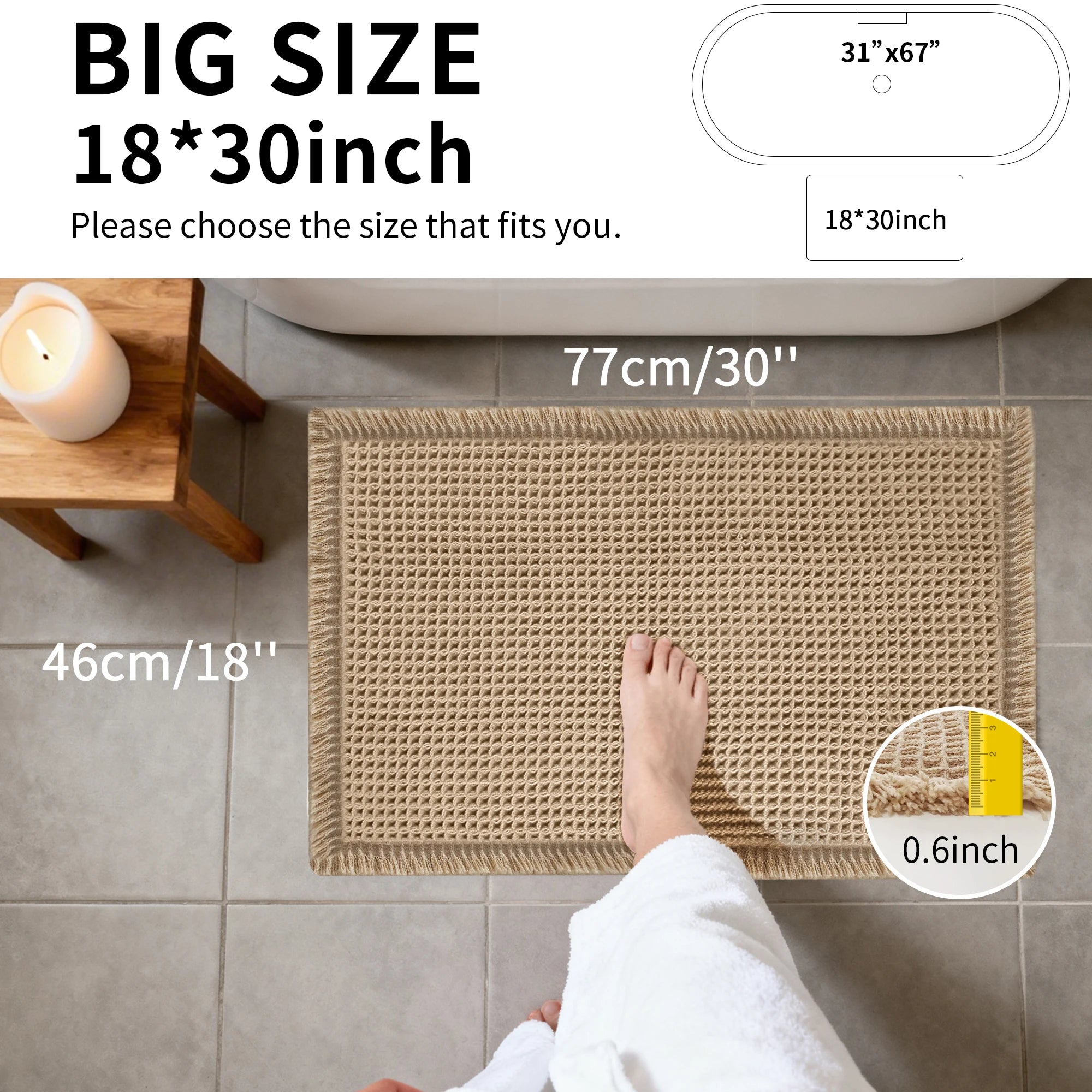 Tapis de bain gaufré à motif géométrique — antidérapant - Nesty (vue 5)