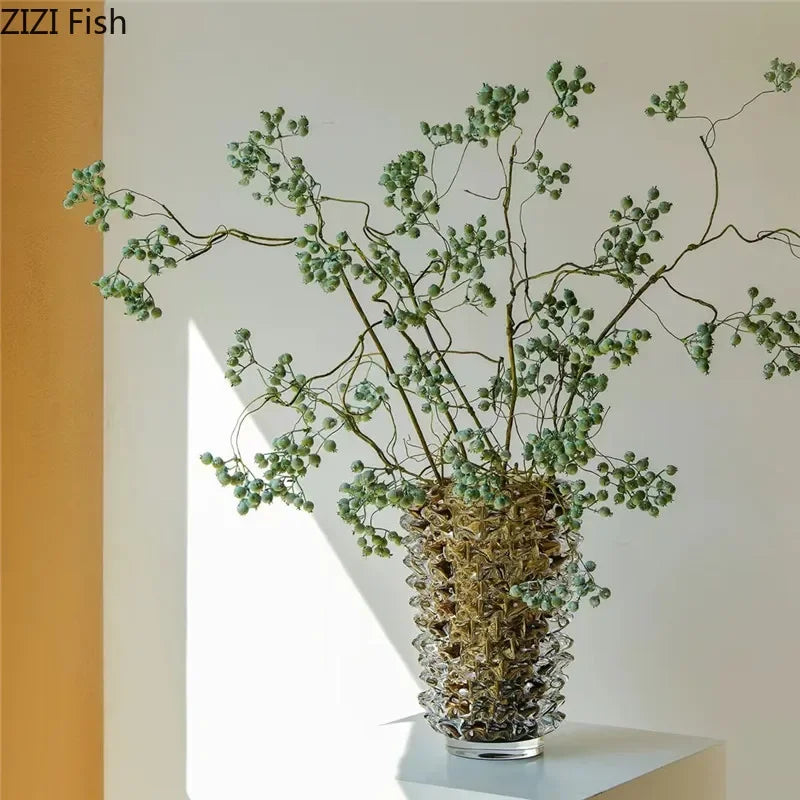 Vase en verre froissé transparent (vue 5) - Nesty