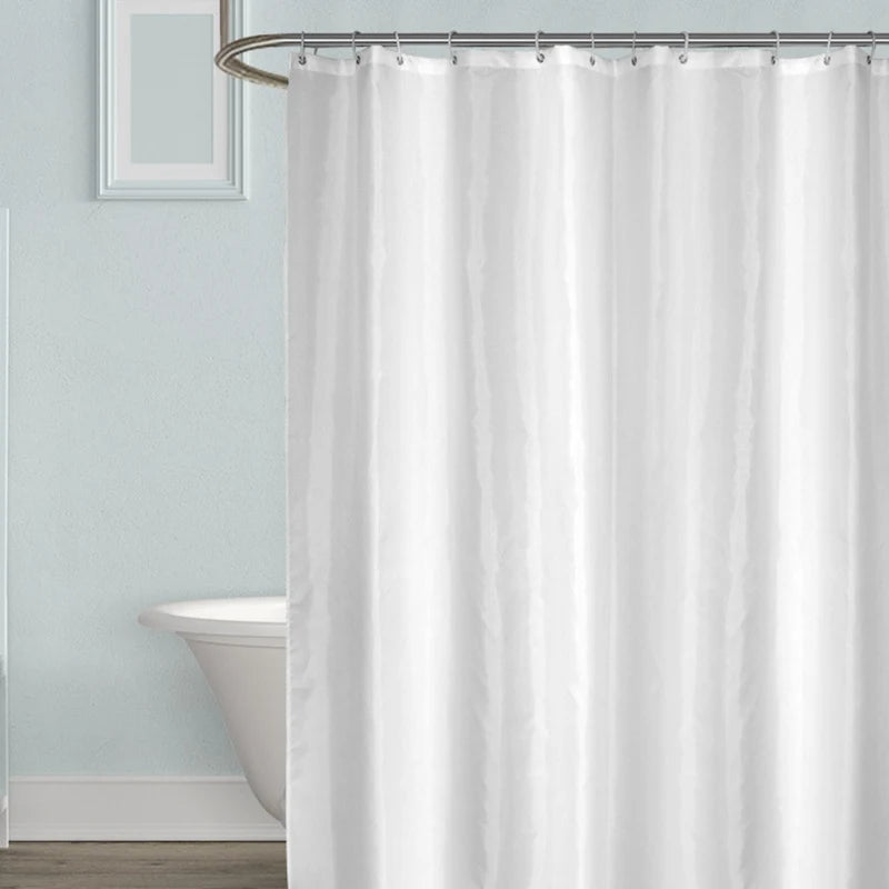 Rideau de douche blanc avec crochets — teinte unie imperméable - Nesty (vue 2)