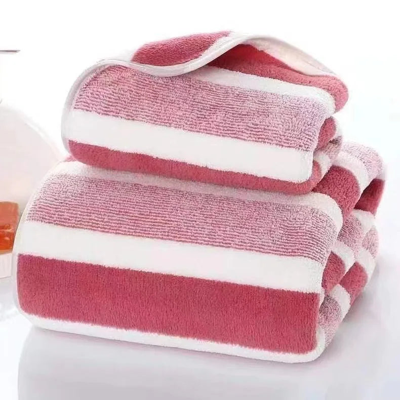 Serviette de bain épaisse en corail polaire — larges rayures, 3 coloris - Nesty (vue 7)